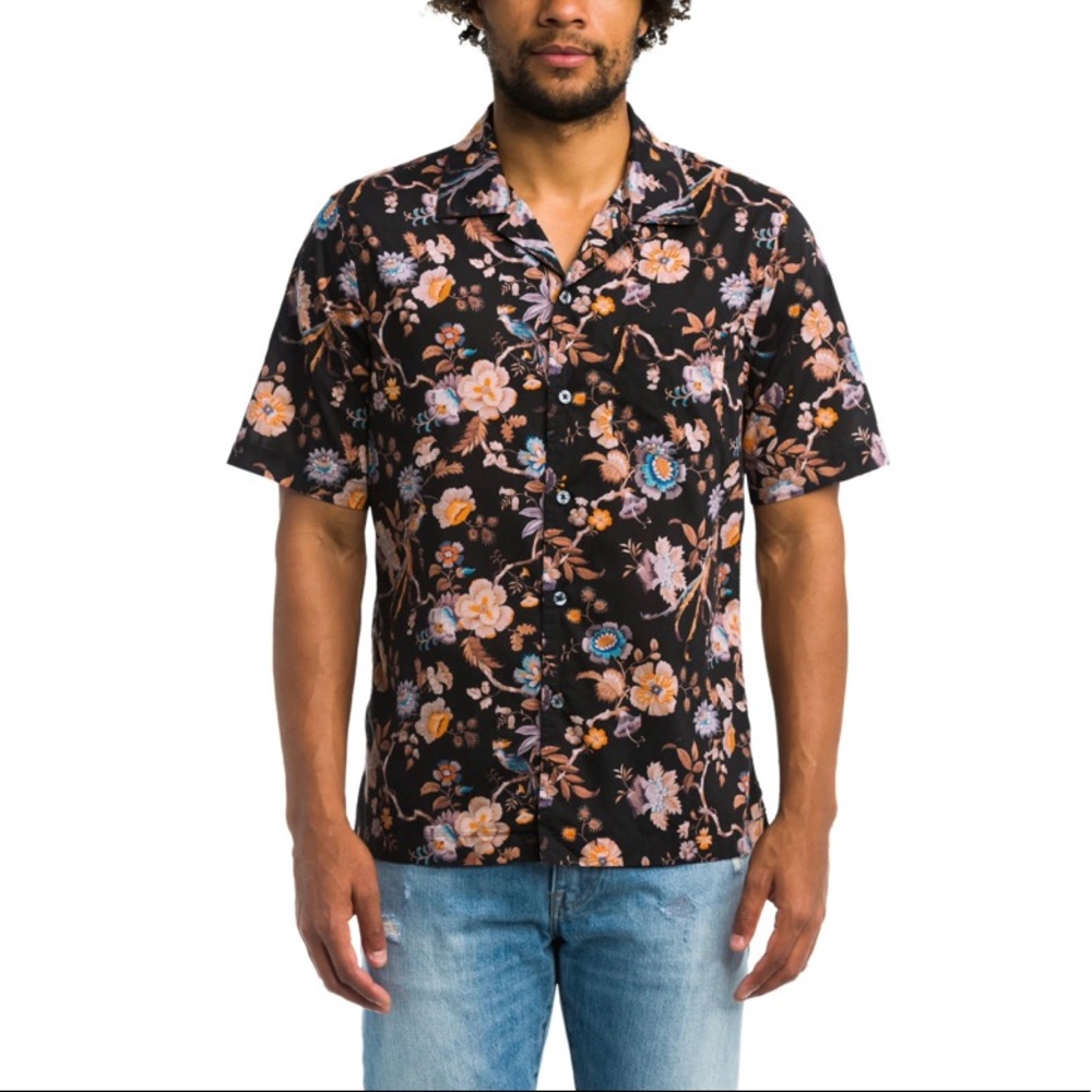 Todd Snyder Black Floral Print Shirt